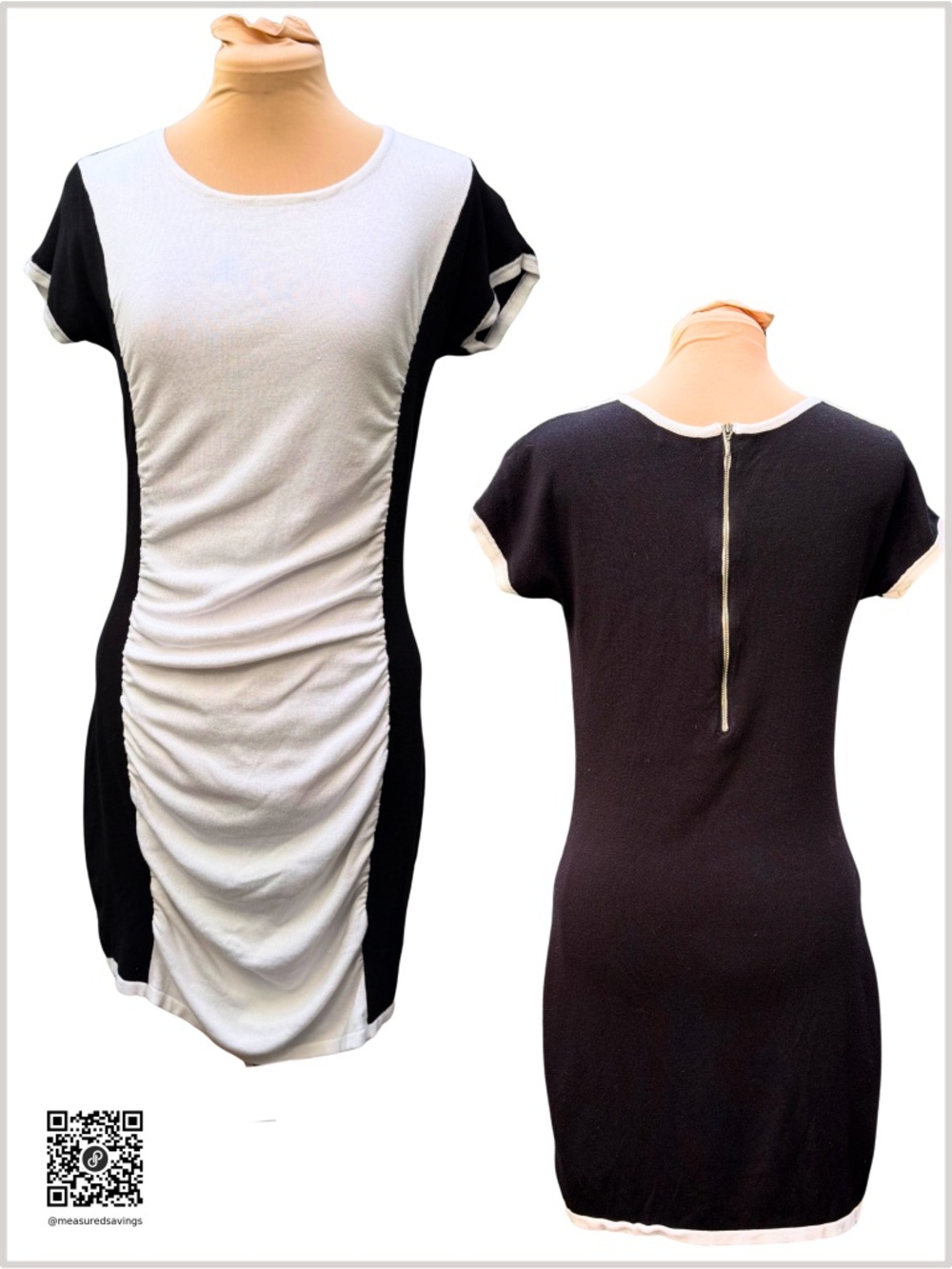 Medium EUC - Express Black and White Colorblock Crew Neck Dress